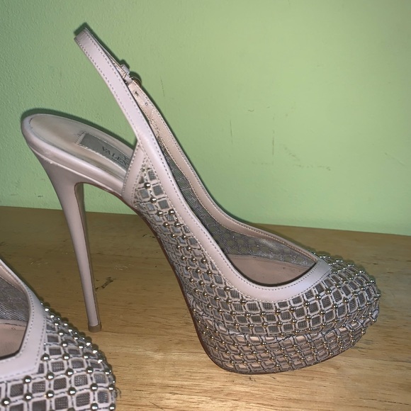 COPY - VALENTINO LEATHER WEAVED BEADED SLING STILETTOS 38 - Picture 3 of 7